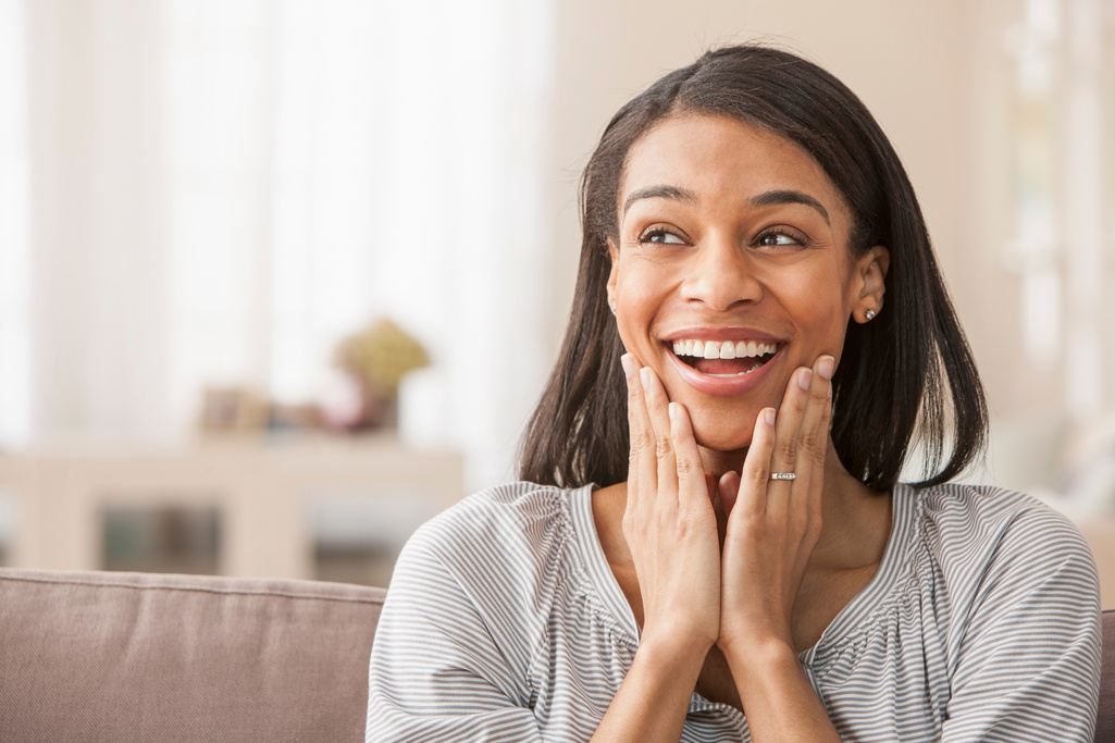 Excited Young woman smiling